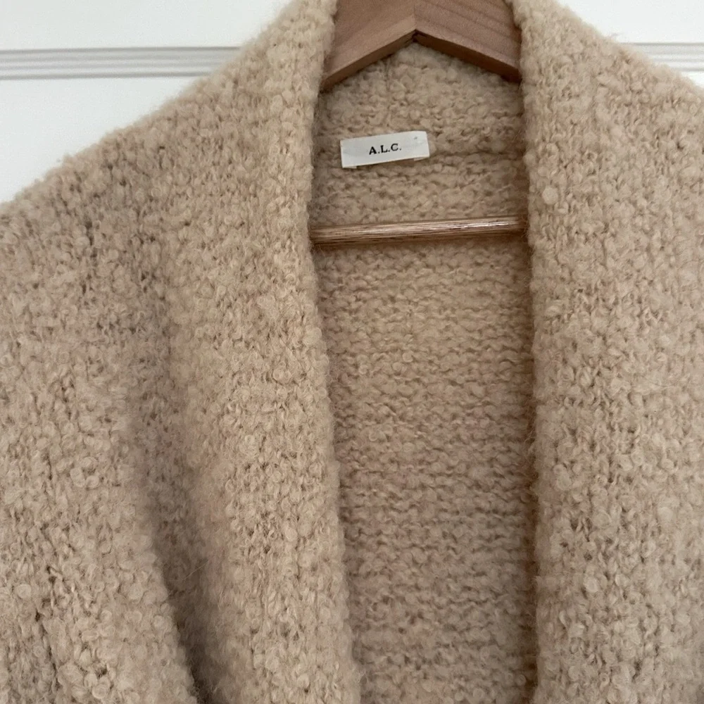 A.L.C. Nude Wool Nubby Boucle Knit Wrap Coat - Picture 3 of 12